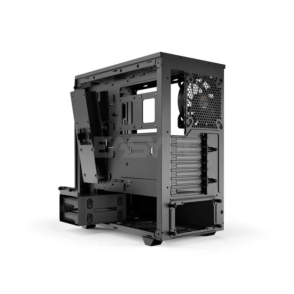 BeQuiet Pure Base 500 Tempered Glass, 2x 140mm Fans Window Black, White & Metallic Gray, Two Preinstalled Pure Wings 2 140mm fans Mid-Tower Case 4JTP