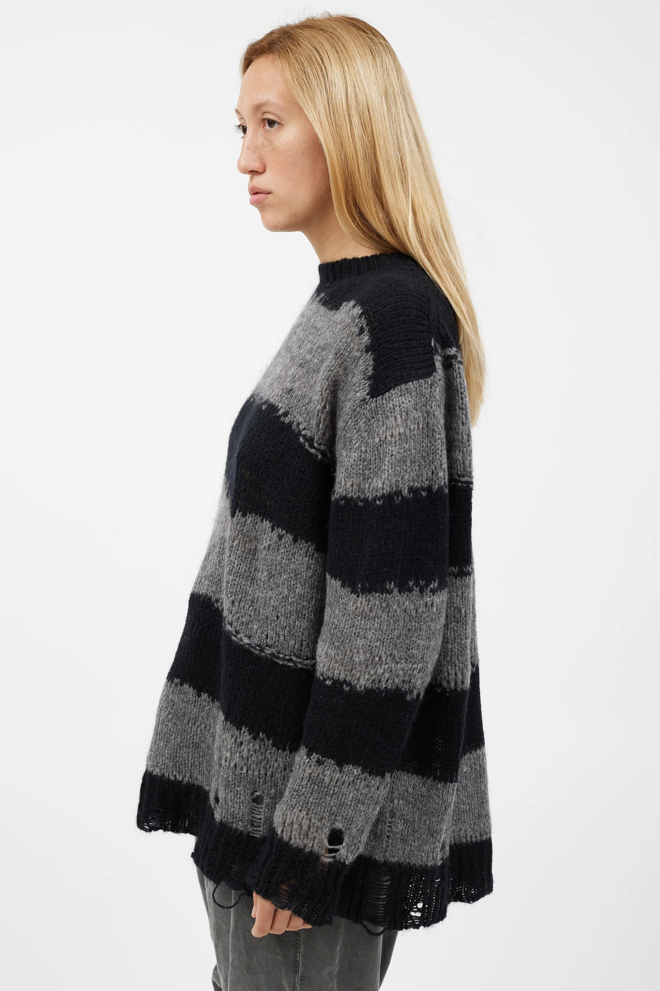 Black & Grey Knit Striped Sweater