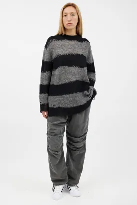 Black & Grey Knit Striped Sweater