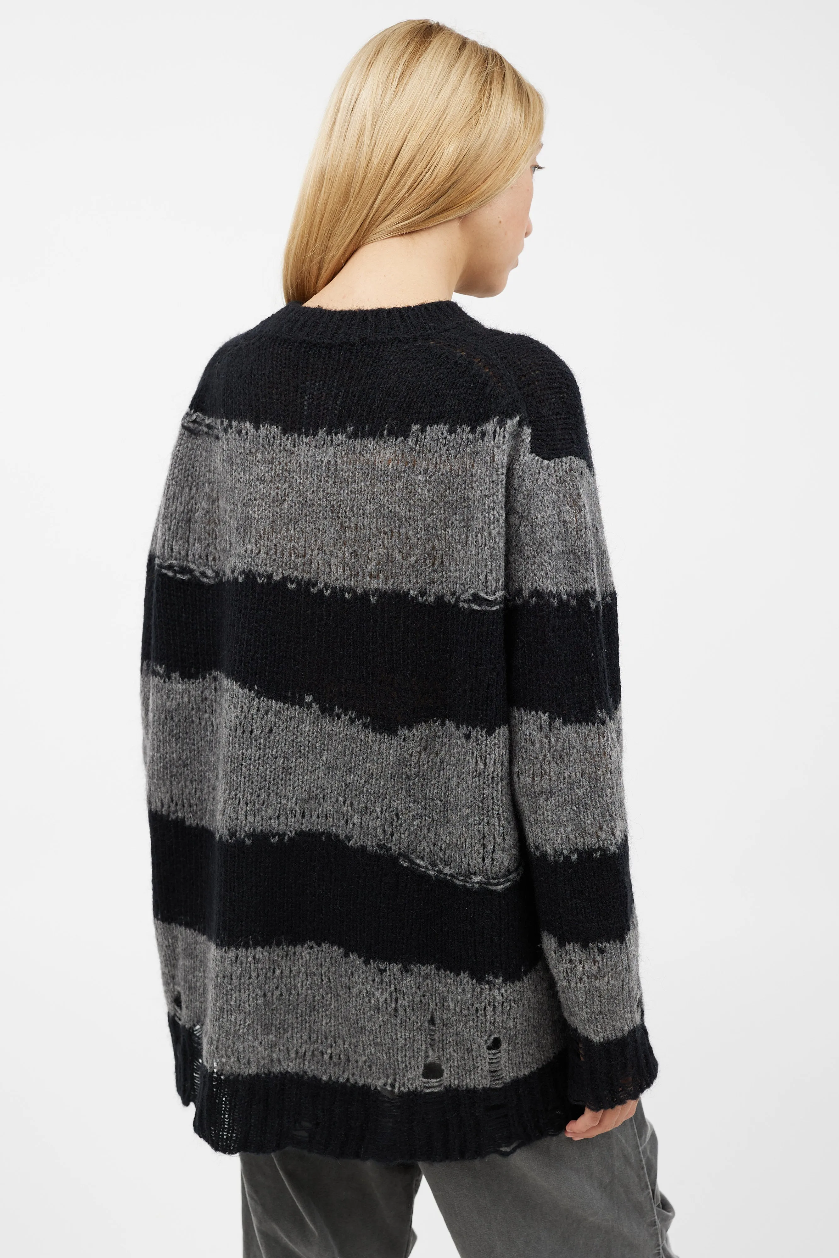 Black & Grey Knit Striped Sweater