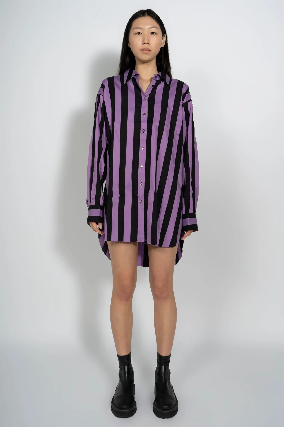 BLACK AND LILAC STRIPED XXL SHIRT