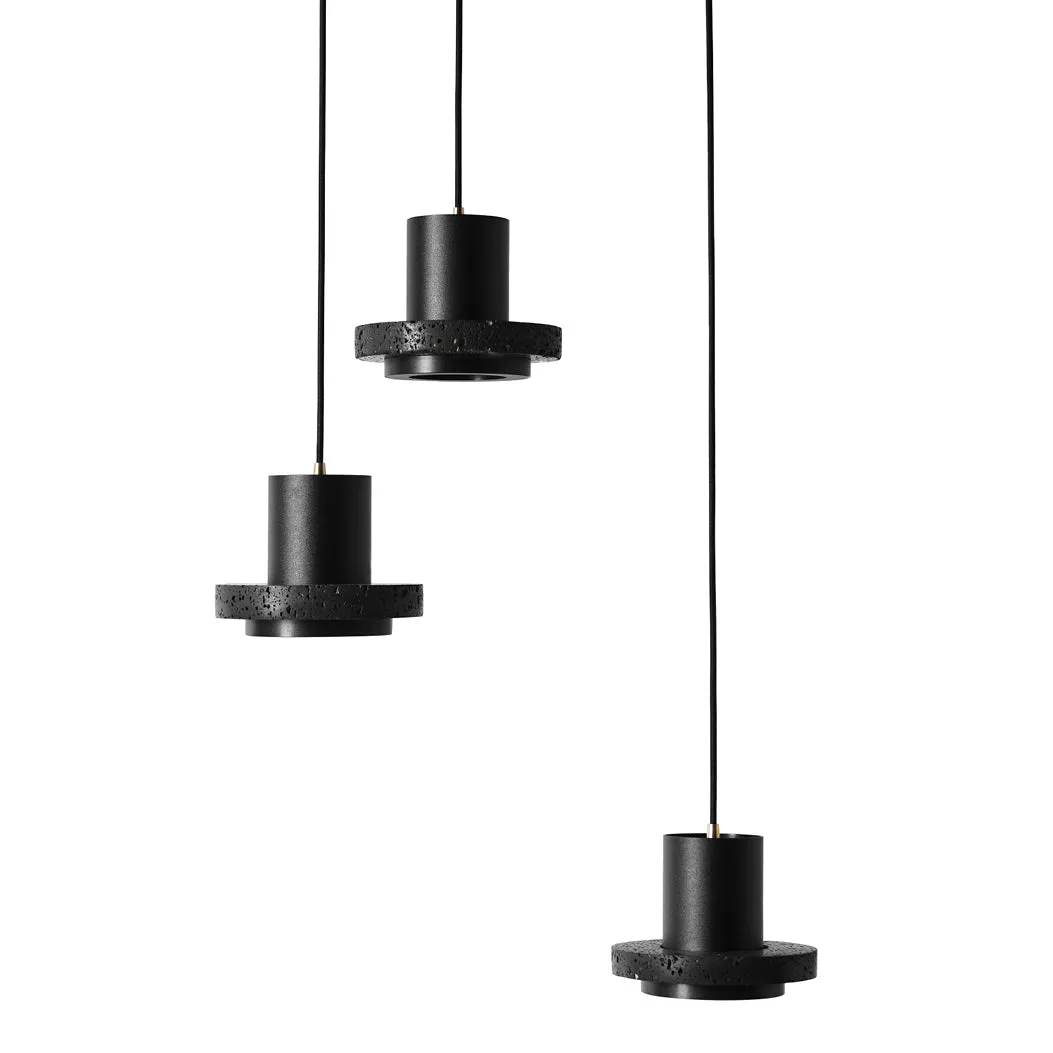 Black Lava C Stone Minimalist Line Pendant Light