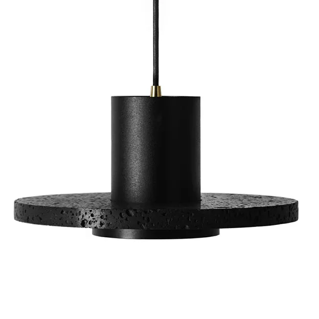 Black Lava C Stone Minimalist Line Pendant Light
