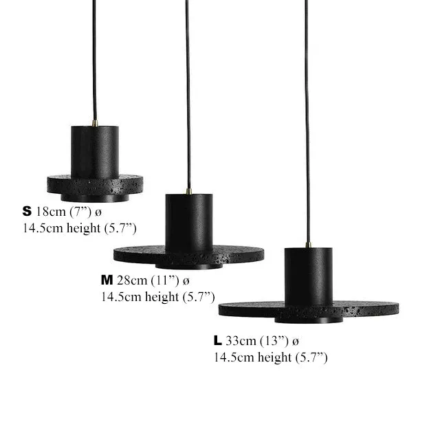 Black Lava C Stone Minimalist Line Pendant Light