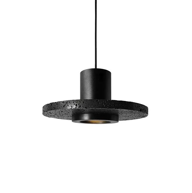 Black Lava C Stone Minimalist Line Pendant Light