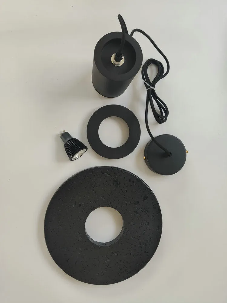 Black Lava C Stone Minimalist Line Pendant Light