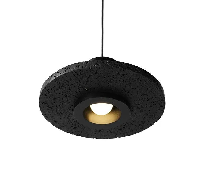 Black Lava C Stone Minimalist Line Pendant Light