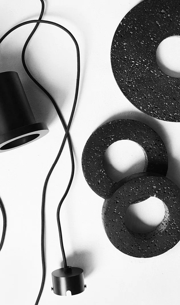 Black Lava C Stone Minimalist Line Pendant Light