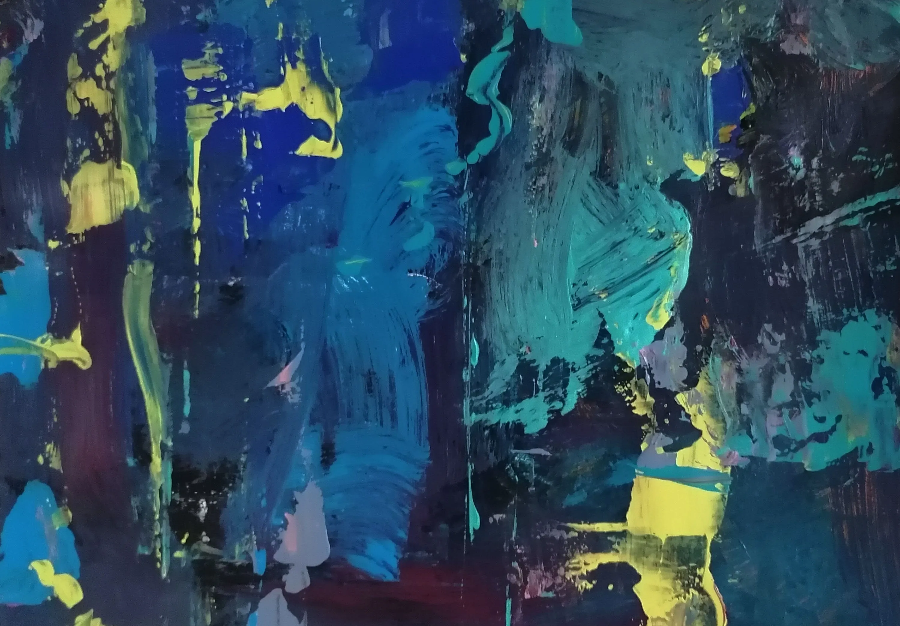 Blue & yellow large abstract paintings made to order in a custom size