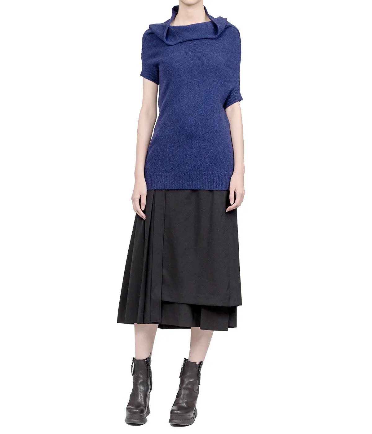 Blue Asymmetrical Pullover Sweater