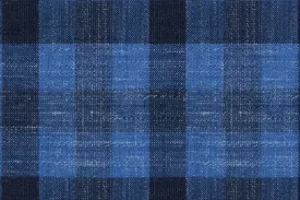 Blue Check 35% Wool 23% Bamboo 22% Silk 20% Linen (Ref-881505)