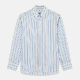 Blue Multi Stripe Wool Blend Weekend Fit Hayne Shirt