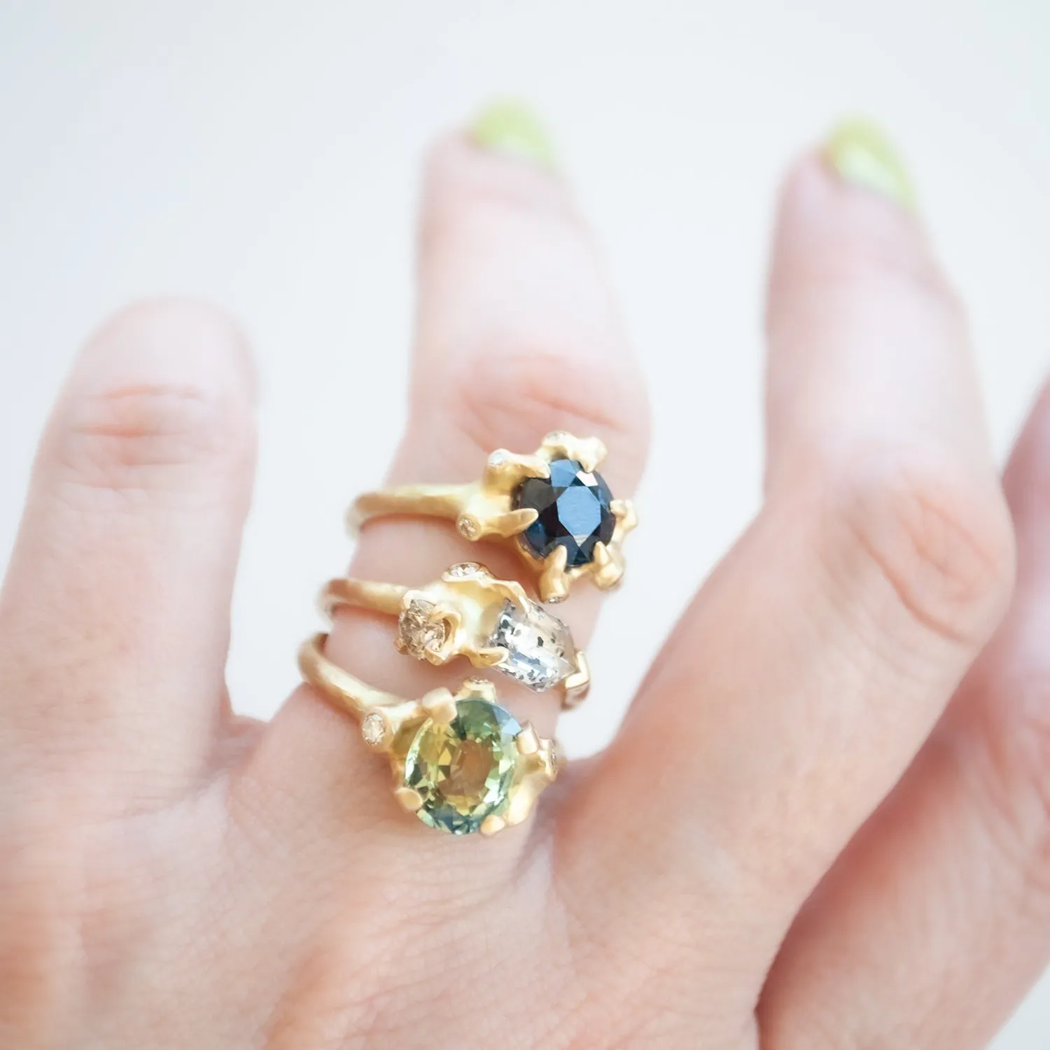 Blue Sapphire Barnacle Cluster Ring