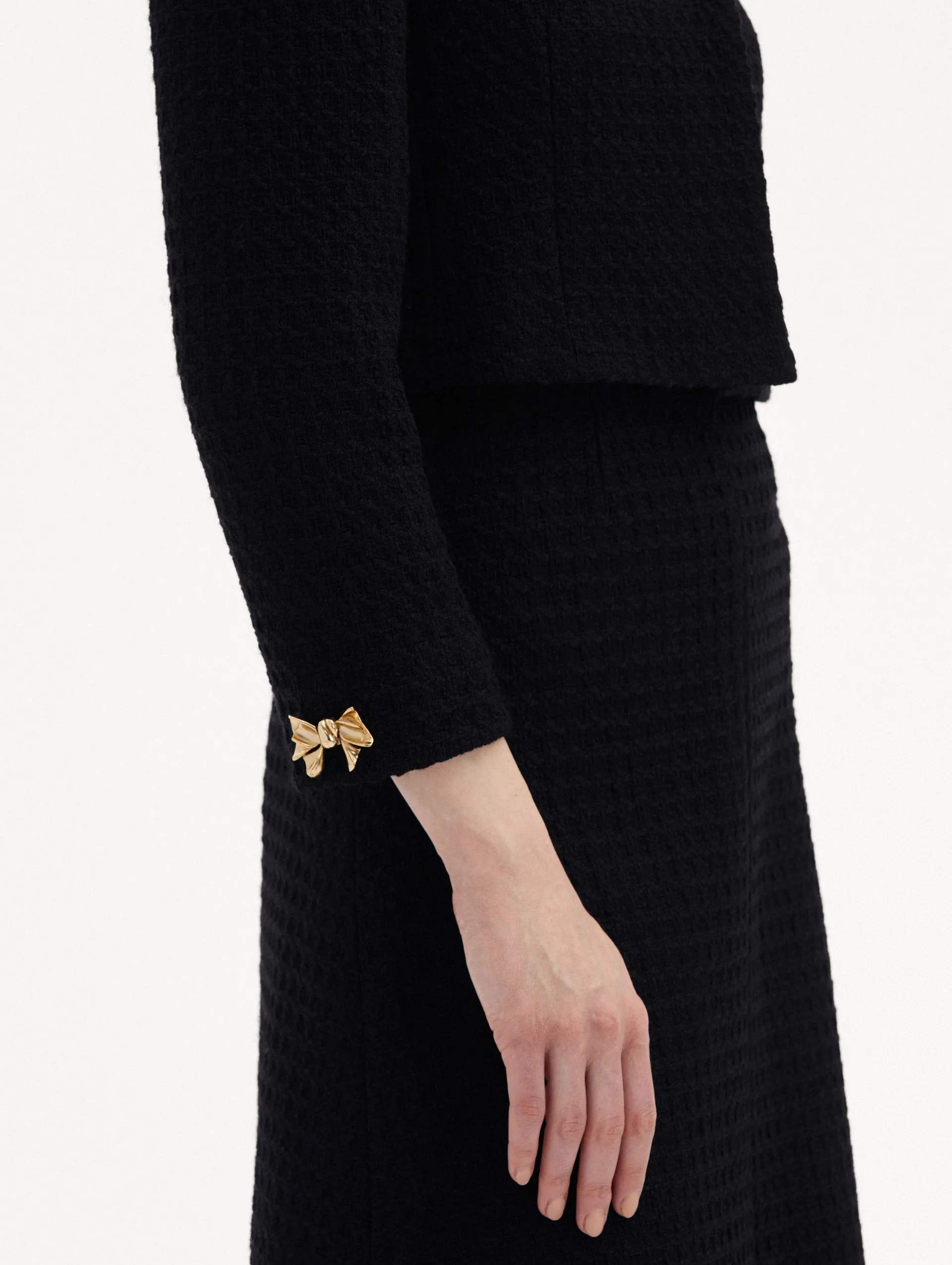 Bow Button Tweed Jacket