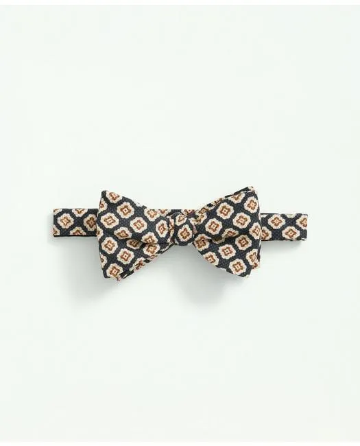 Brooks Brothers Men's Linen Jacquard Geo Pattern Bow Tie Navy