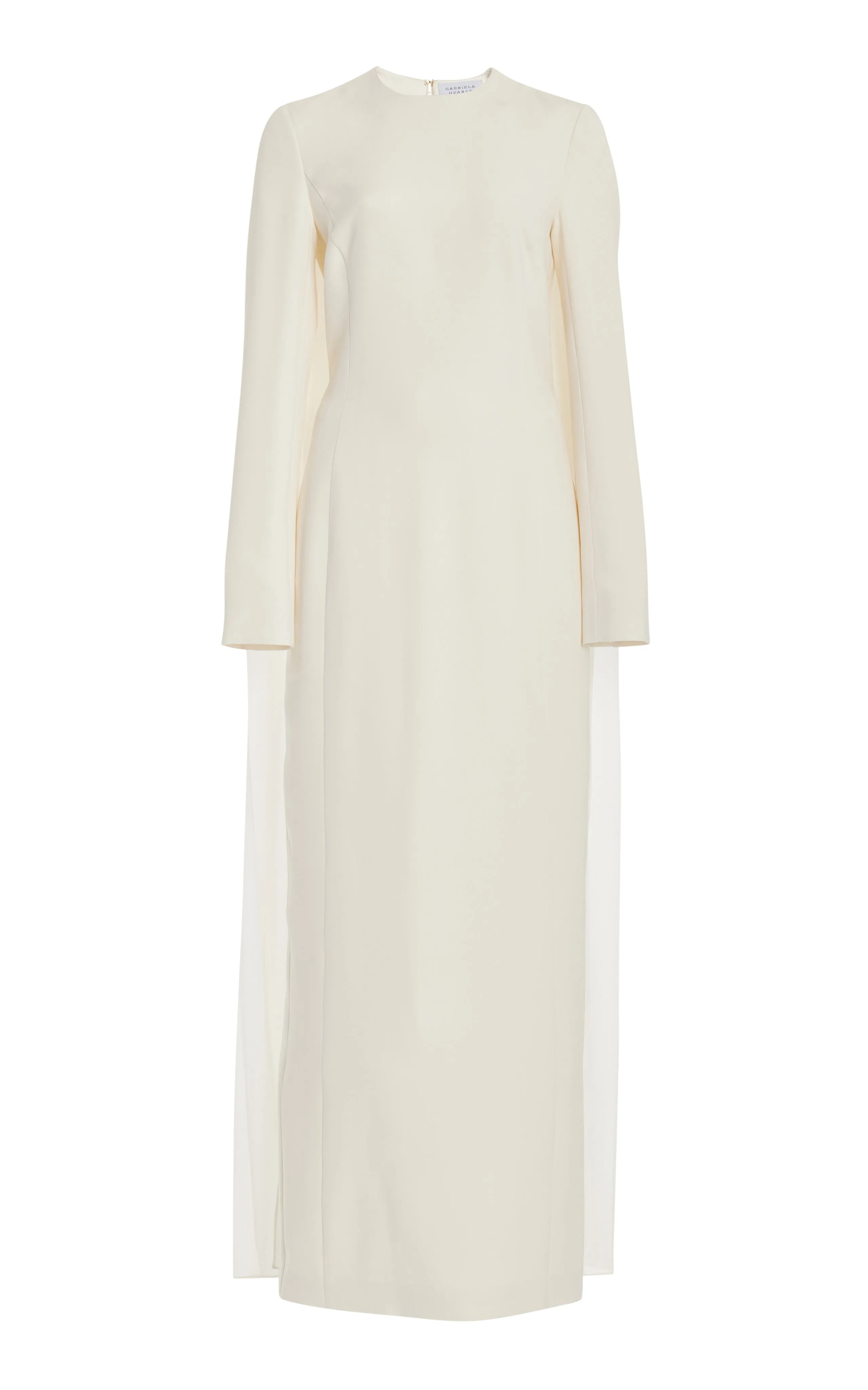 Carlota Draped Gown in Ivory Silk Wool Cady