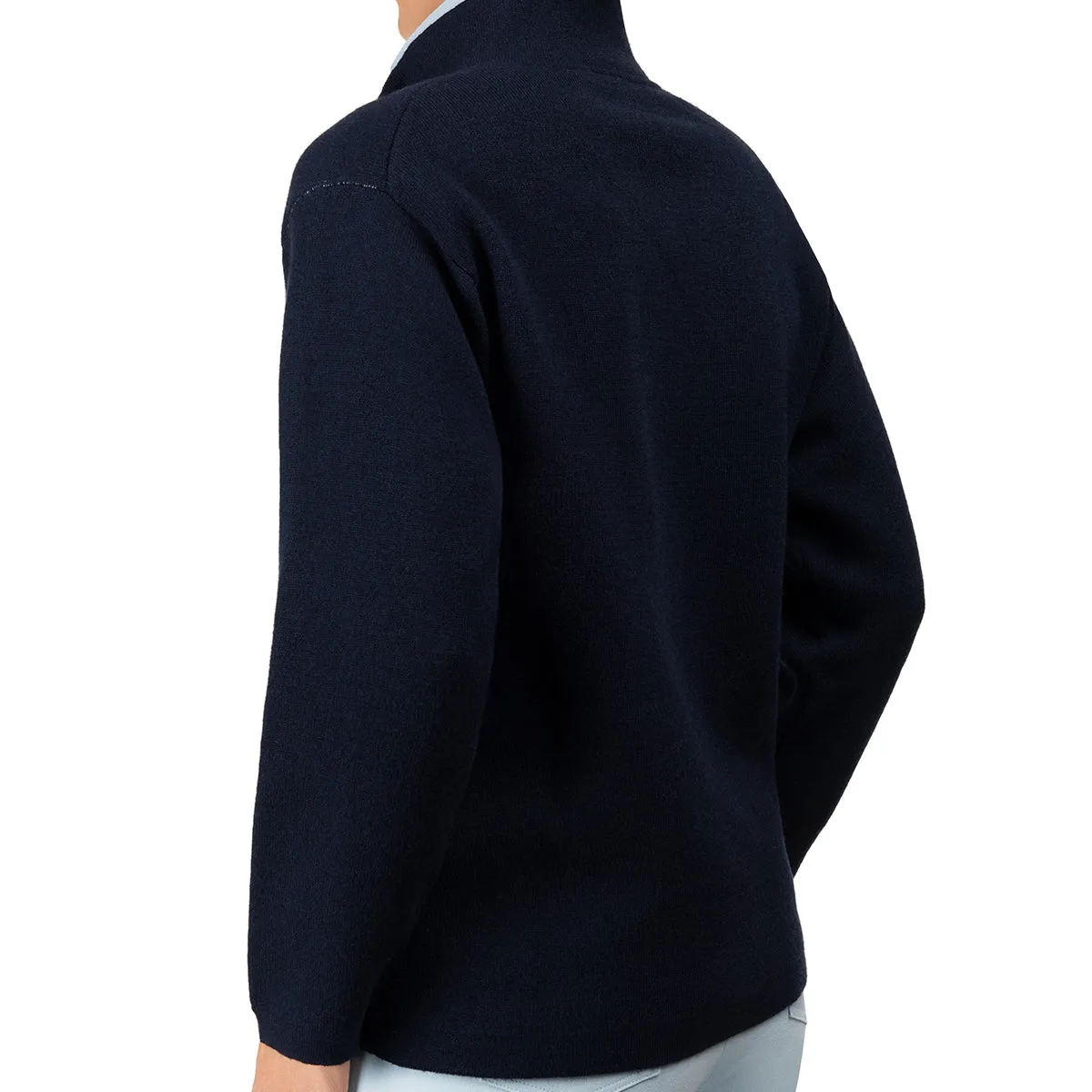 Cashmere & Wool Zip Cardigan in Navy