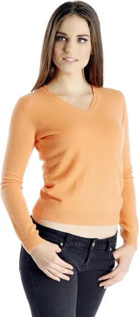 Cashmere Boutique womens Long Sleeve Fitted Style 100% Cashmere V Neck Sweater