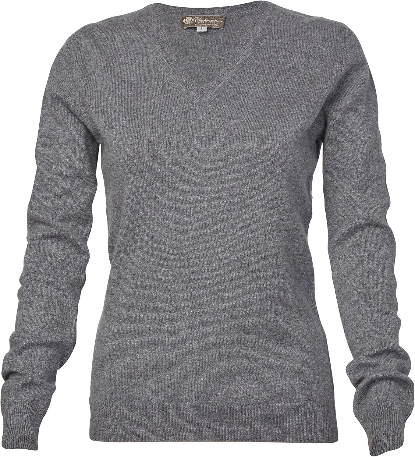 Cashmere Boutique womens Long Sleeve Fitted Style 100% Cashmere V Neck Sweater