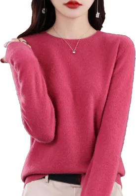 Cashmere Sweater for Women - Crew Neck Lightweight Soft Warm Pullover Knitted Jumper