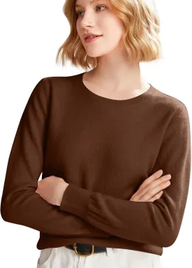 Cashmere Sweaters For Women Long Sleeve Loose Pullover Crew Neck Tops Solid Lightweight Wool Knit Sweaters