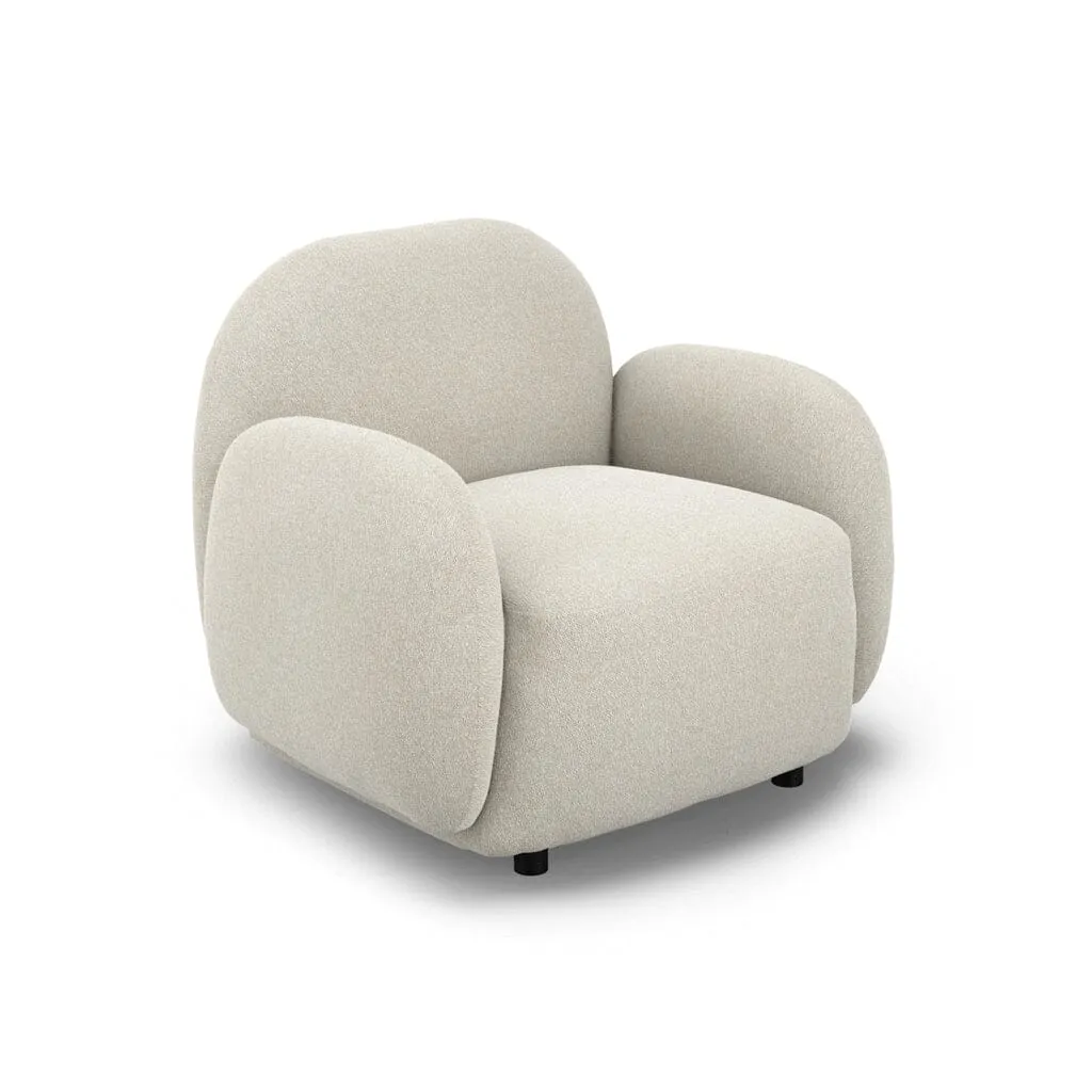Celio Cream Textured Curved Modern Armchair