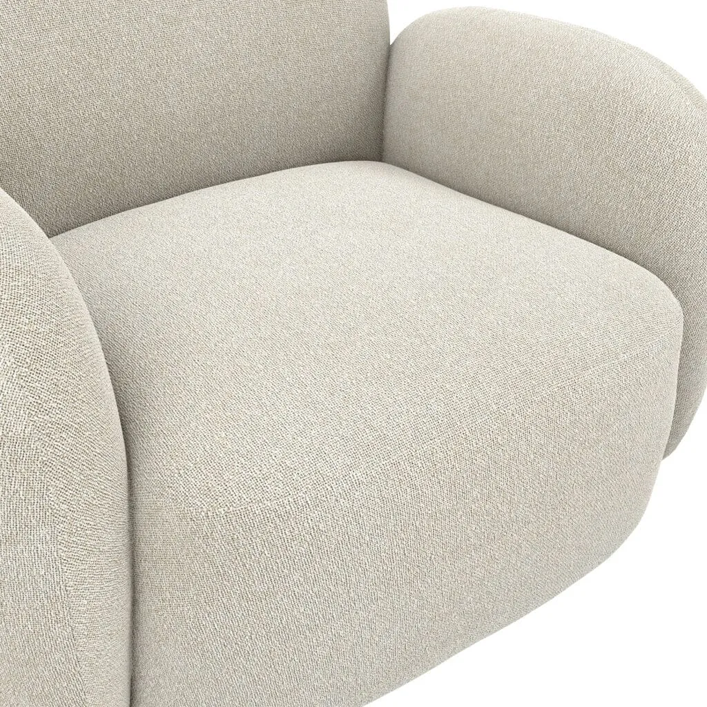 Celio Cream Textured Curved Modern Armchair