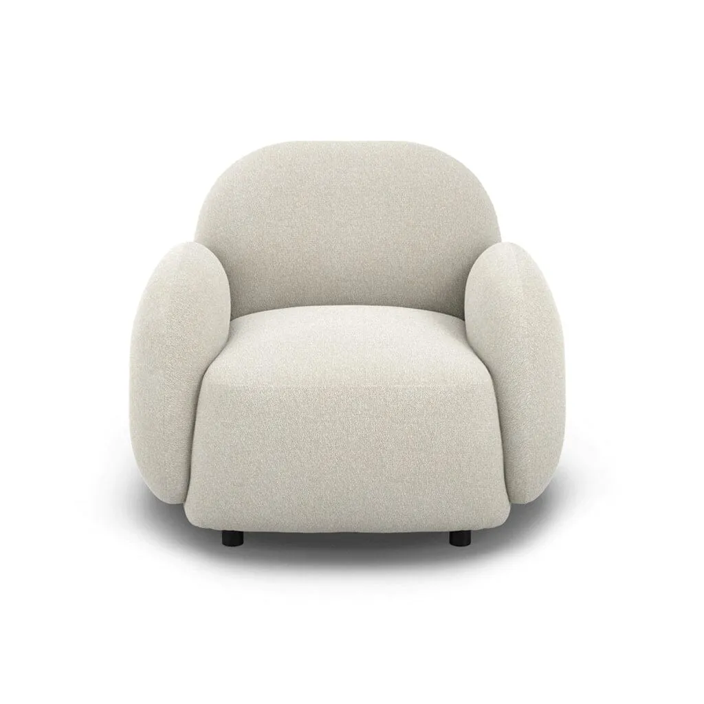 Celio Cream Textured Curved Modern Armchair
