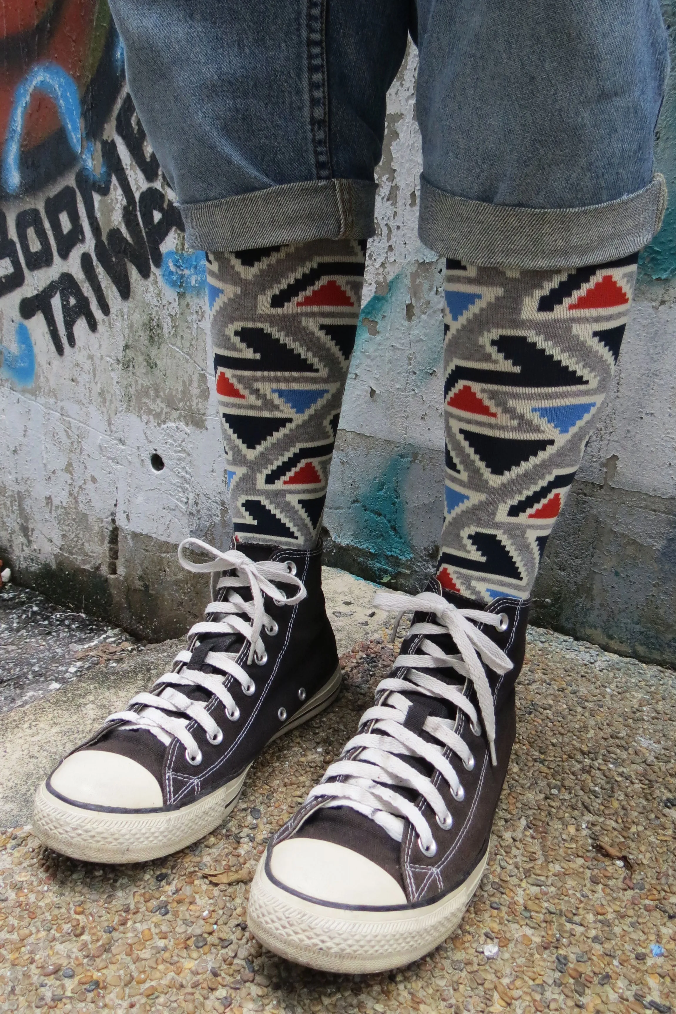 Chaossocks Aztec Triangles Gray
