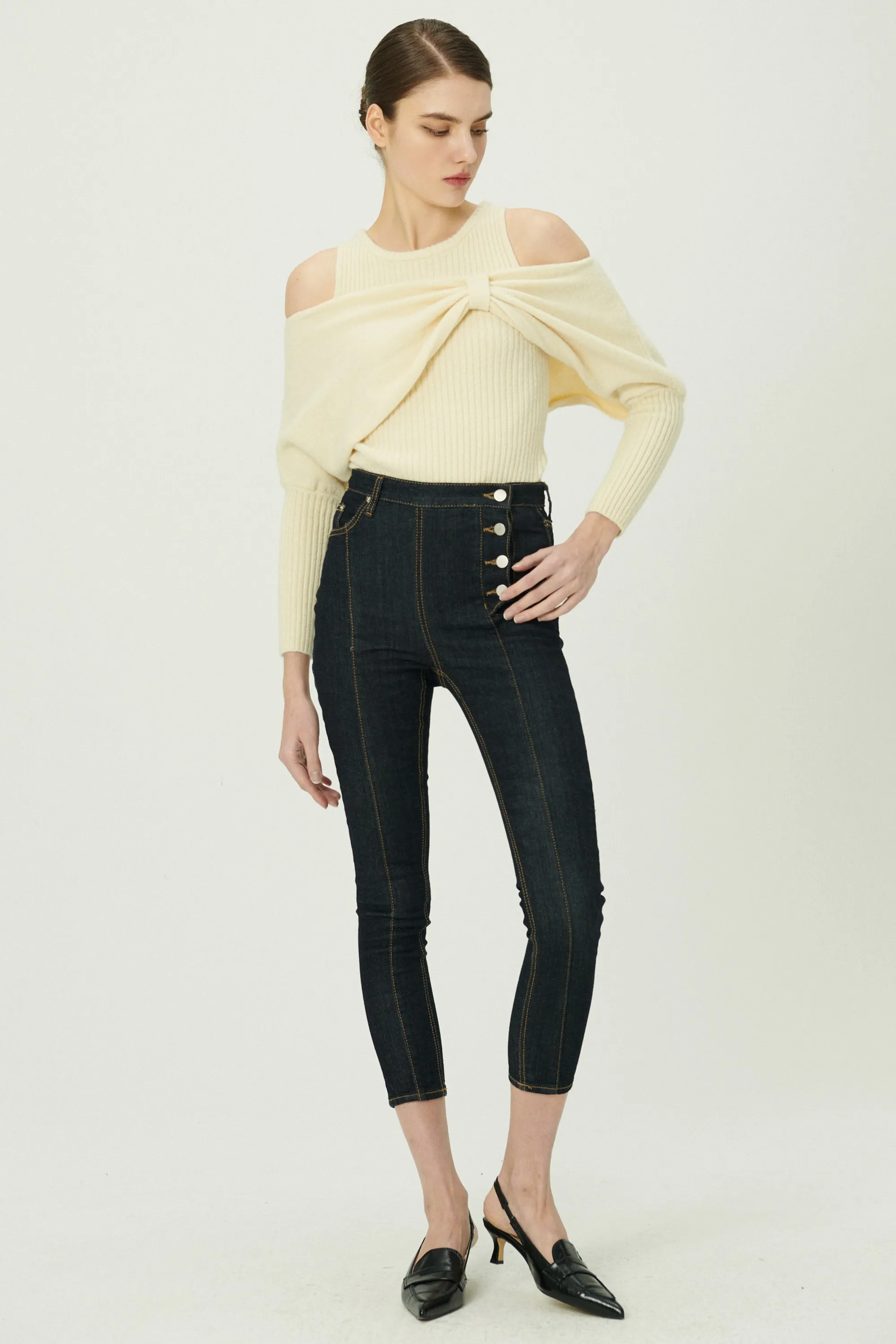 Cherie Overlay Cold Shoulder Top