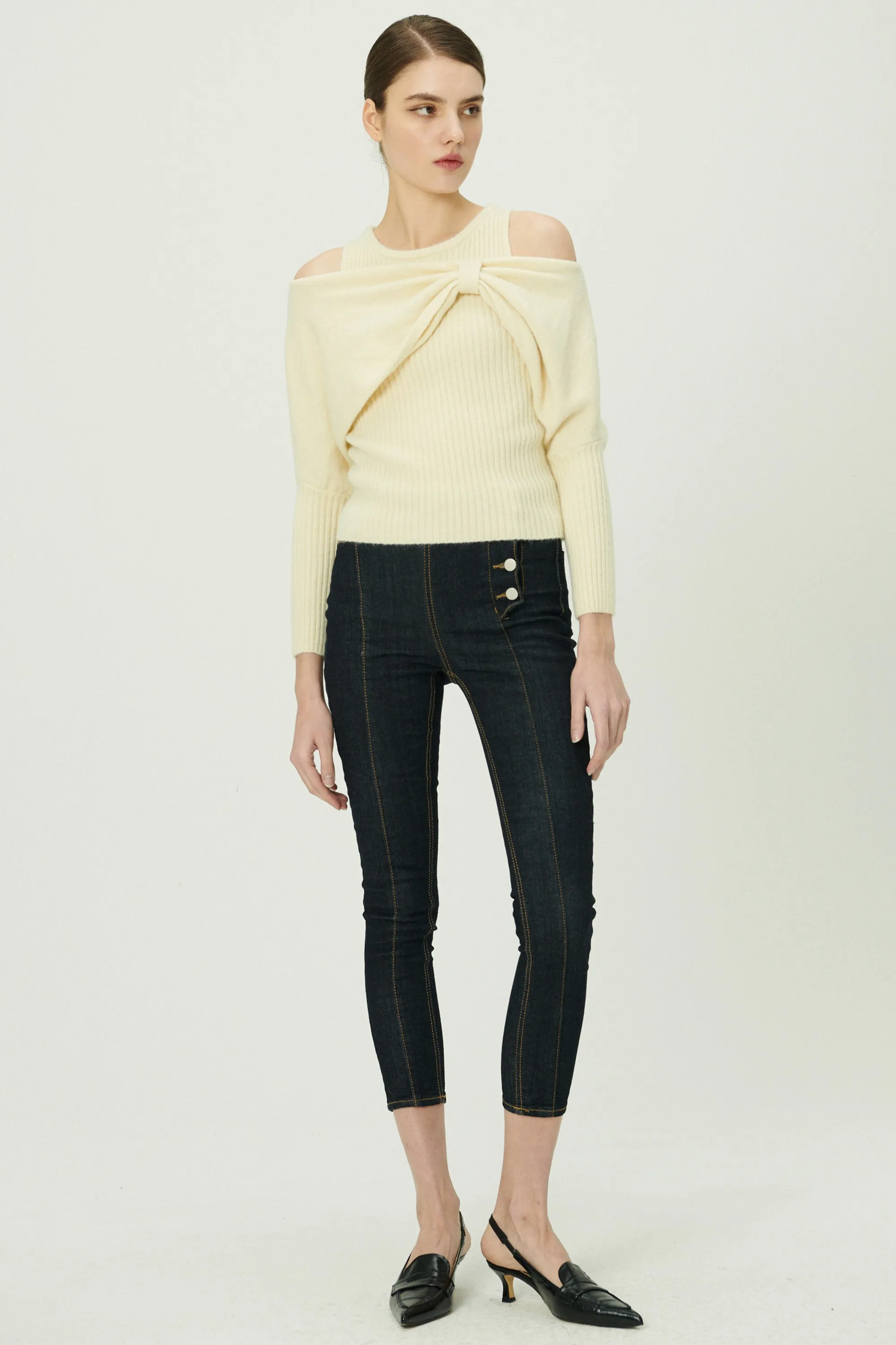 Cherie Overlay Cold Shoulder Top
