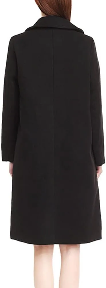 chouyatou Women's Winter Casual Single Breasted Long Wool Coat Formal Office Wool Overcoat
