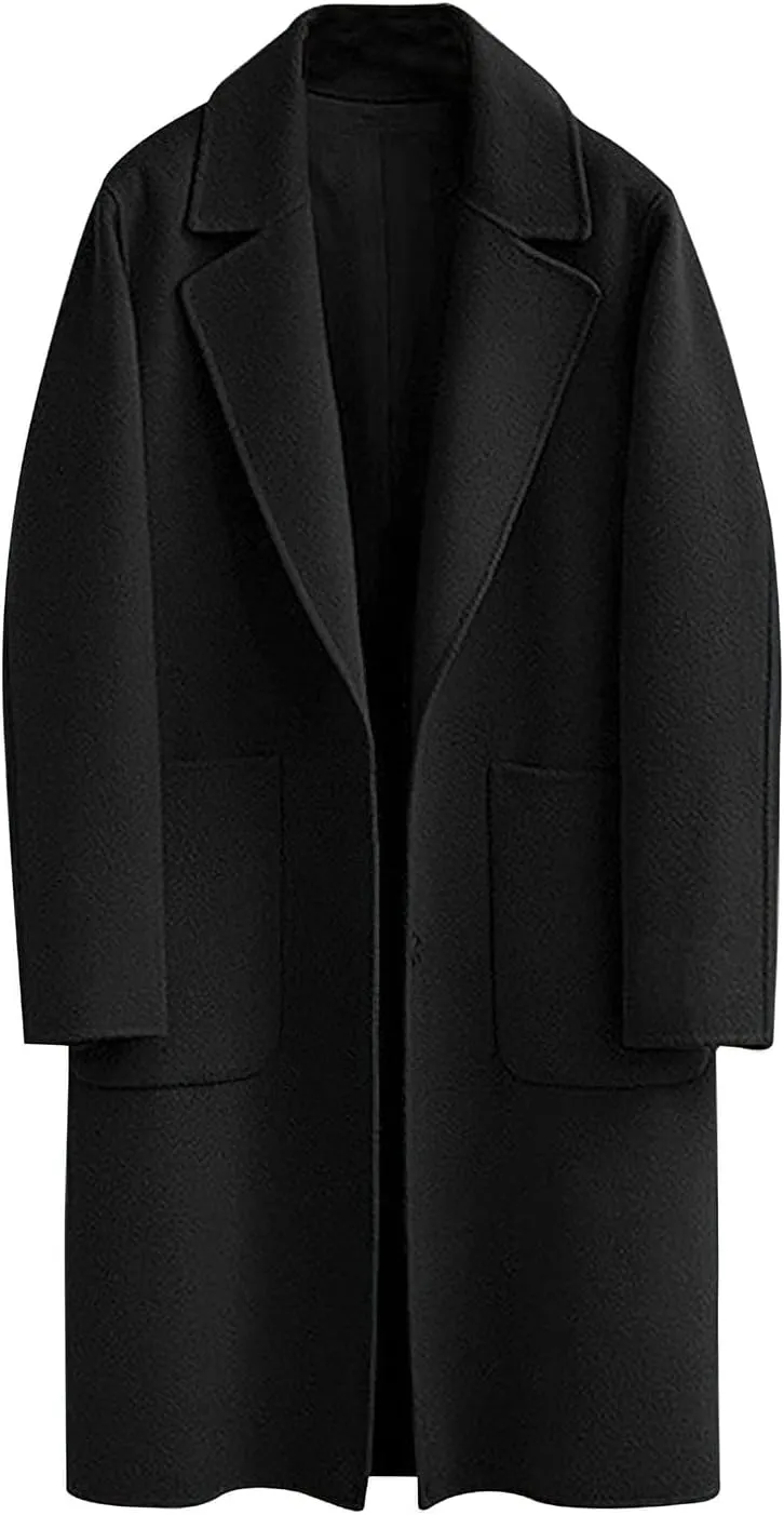 chouyatou Women's Winter Casual Single Breasted Long Wool Coat Formal Office Wool Overcoat