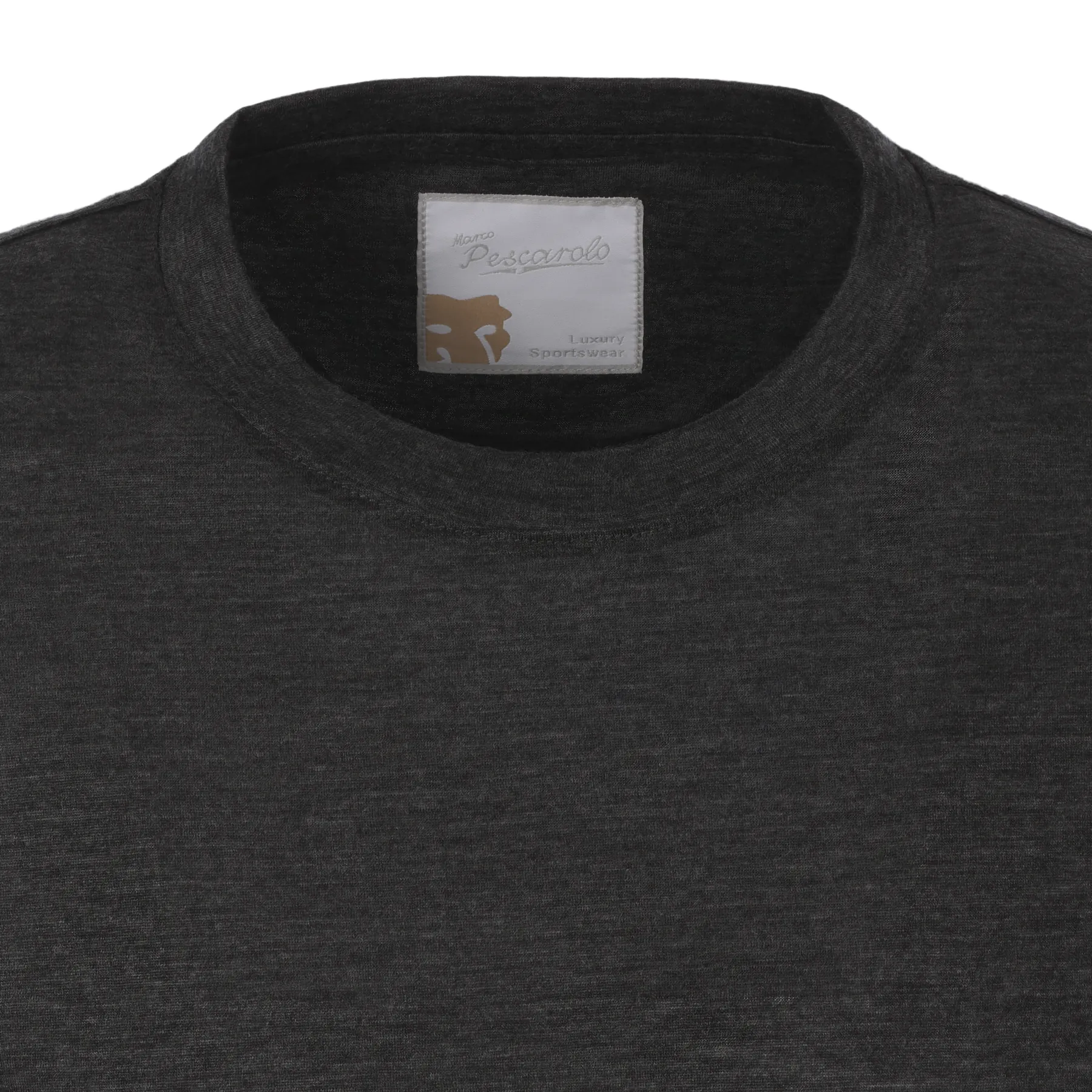 Crew-Neck Cashmere Long Sleeve T-Shirt in Dark Grey