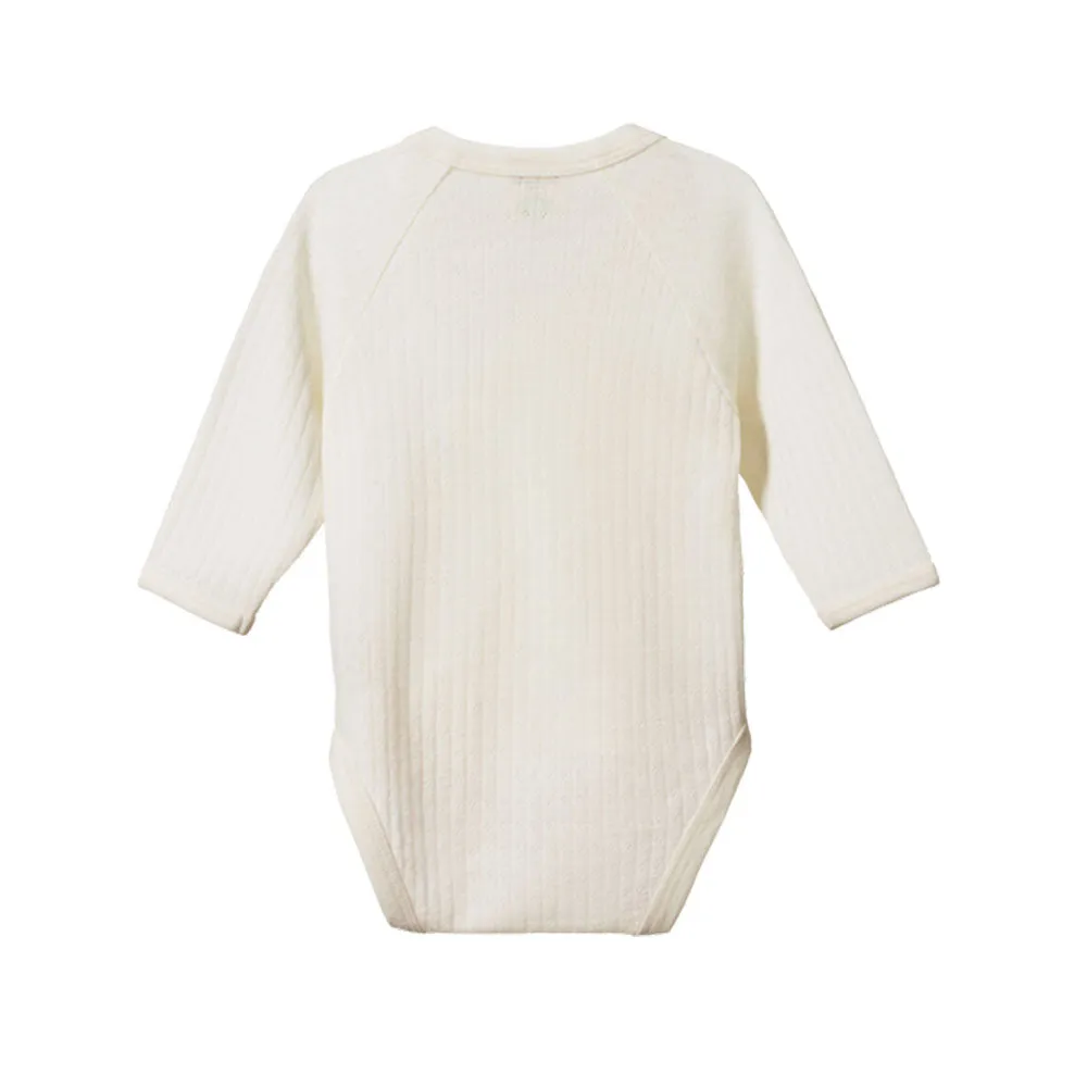 Cross-over body - Long sleeve - Wool - Pointelle
