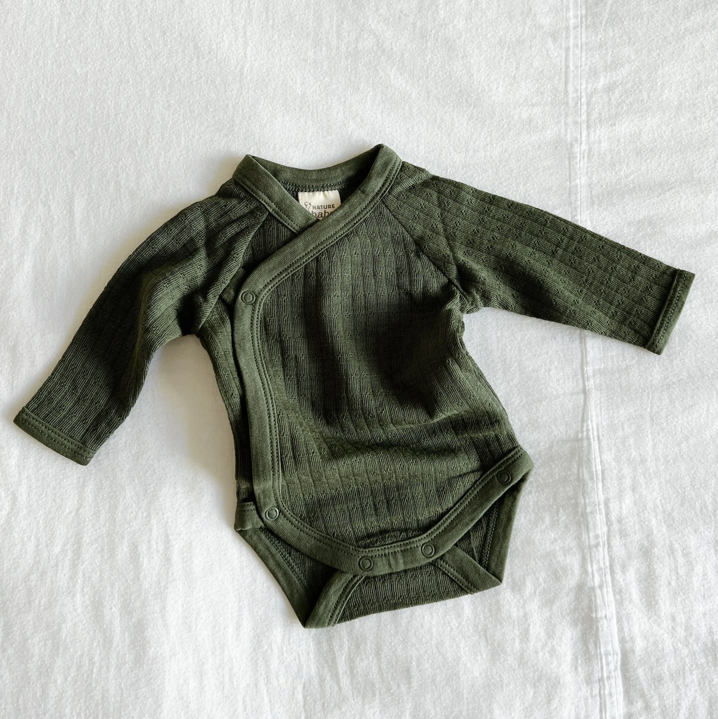 Cross-over body - Long sleeve - Wool - Pointelle
