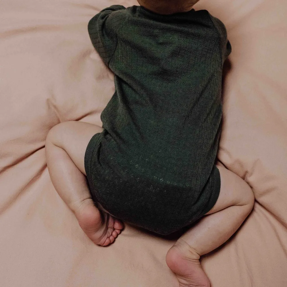 Cross-over body - Long sleeve - Wool - Pointelle