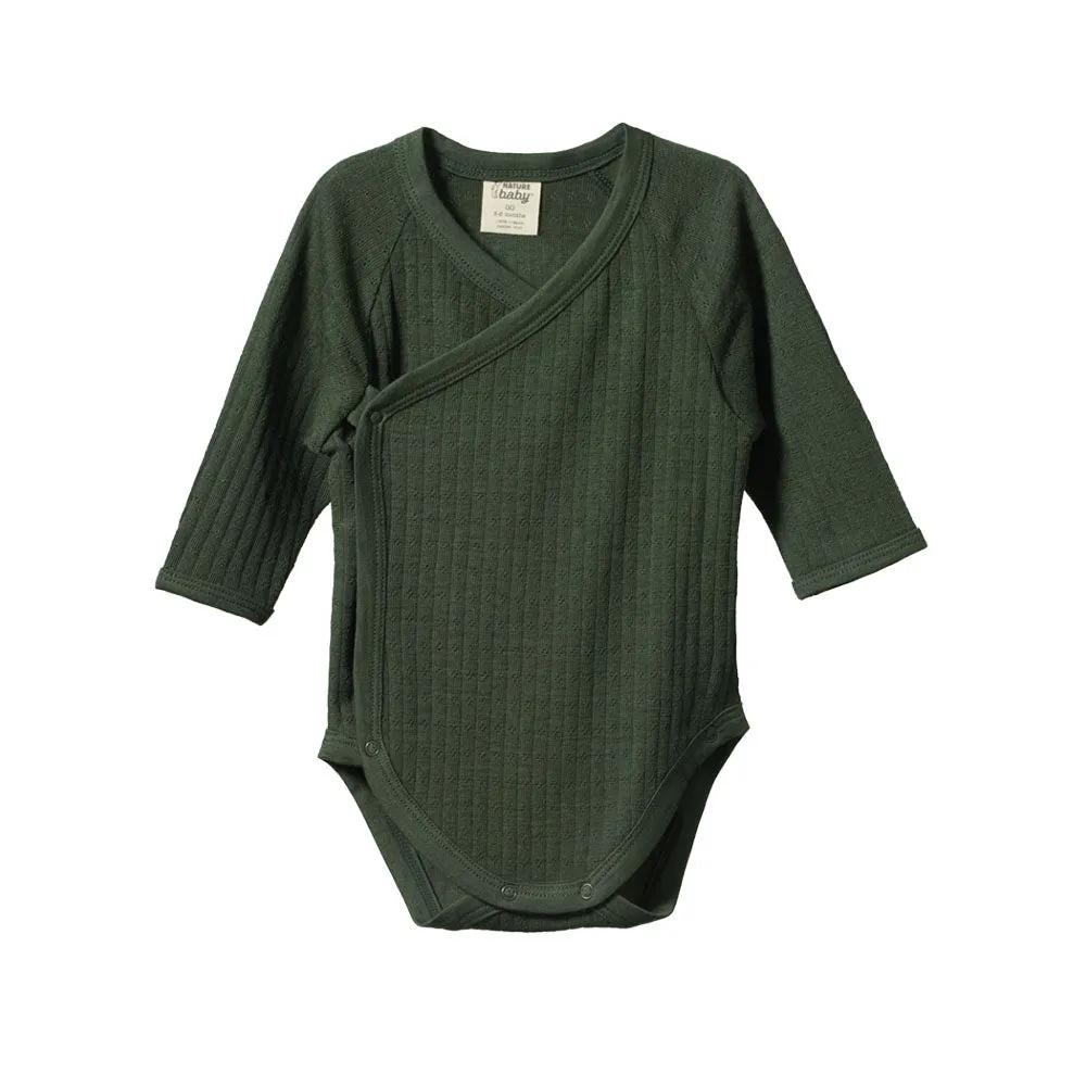 Cross-over body - Long sleeve - Wool - Pointelle