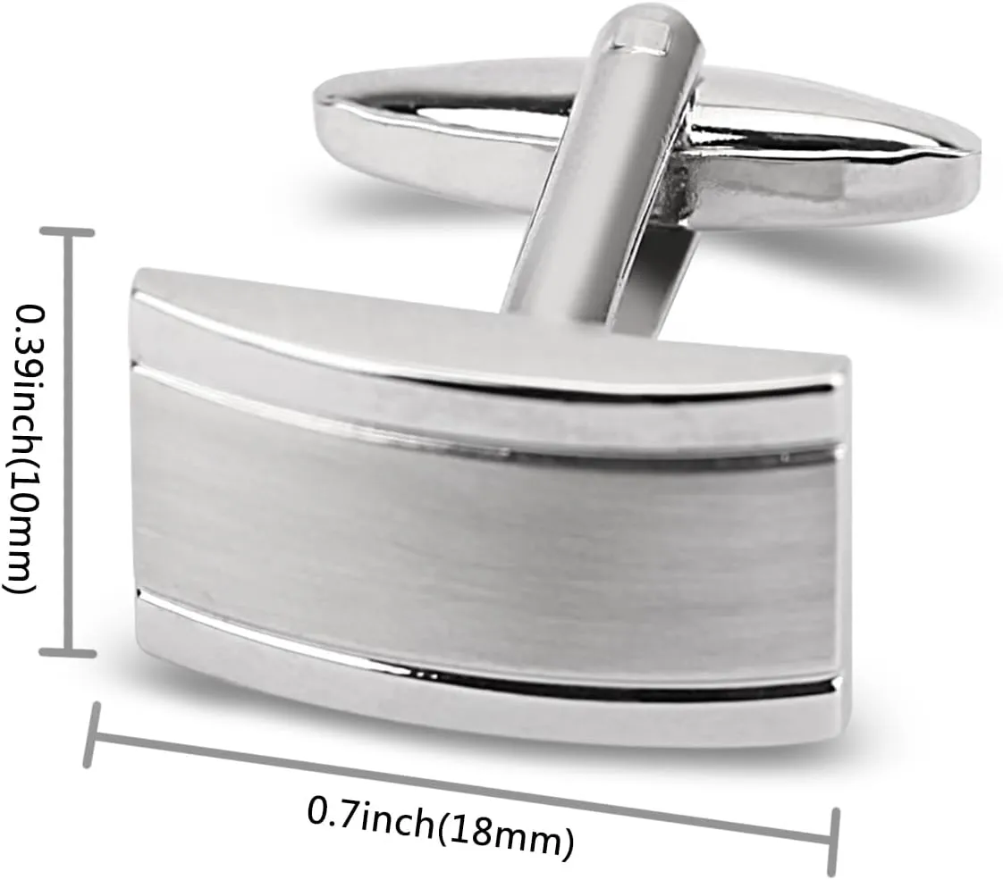 Cufflinks for men, Cuff-links Rectangle Minimalist Silver Matte Texture Solid for Regular Wedding Business Accessories Best Mem
