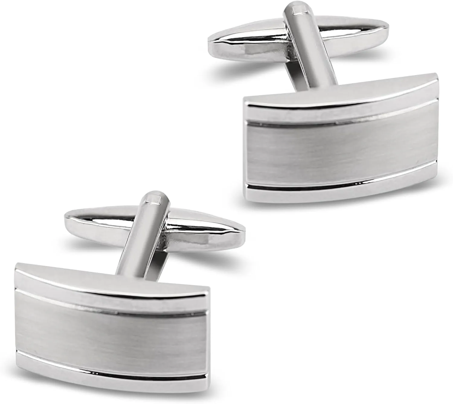 Cufflinks for men, Cuff-links Rectangle Minimalist Silver Matte Texture Solid for Regular Wedding Business Accessories Best Mem