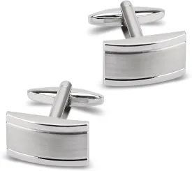Cufflinks for men, Cuff-links Rectangle Minimalist Silver Matte Texture Solid for Regular Wedding Business Accessories Best Mem