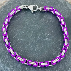 Daytona Bracelet - Purple & Silver - Mini - 1/8 inch wide - NO10B