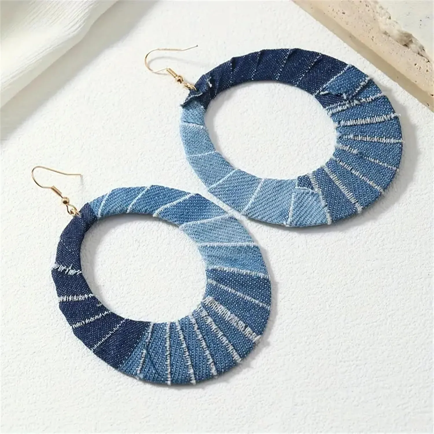 Denim Flower Earrings for Women Blue Floral Dangle Jewelry Accessories Boho Jewelry Gifts