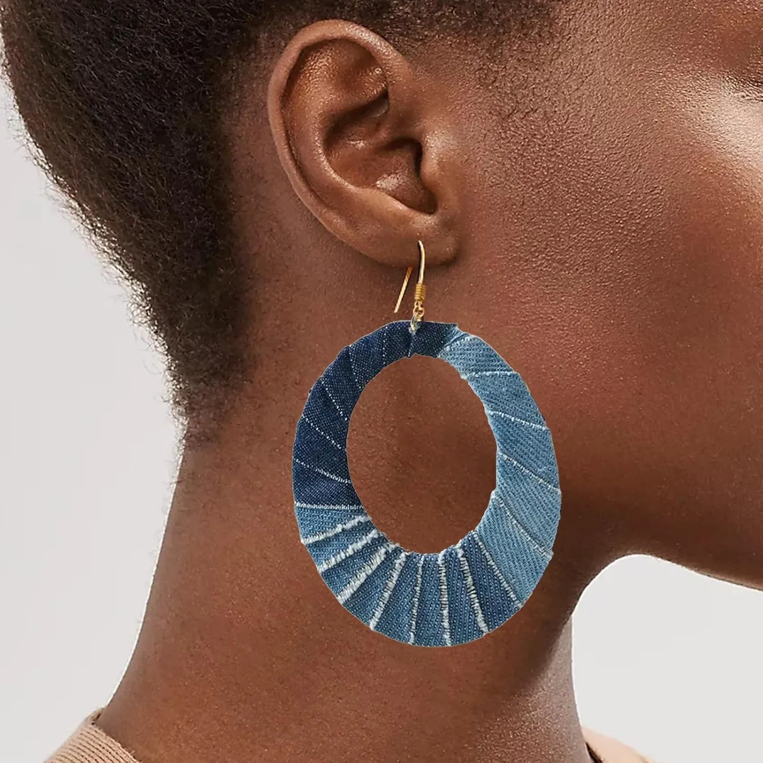 Denim Flower Earrings for Women Blue Floral Dangle Jewelry Accessories Boho Jewelry Gifts