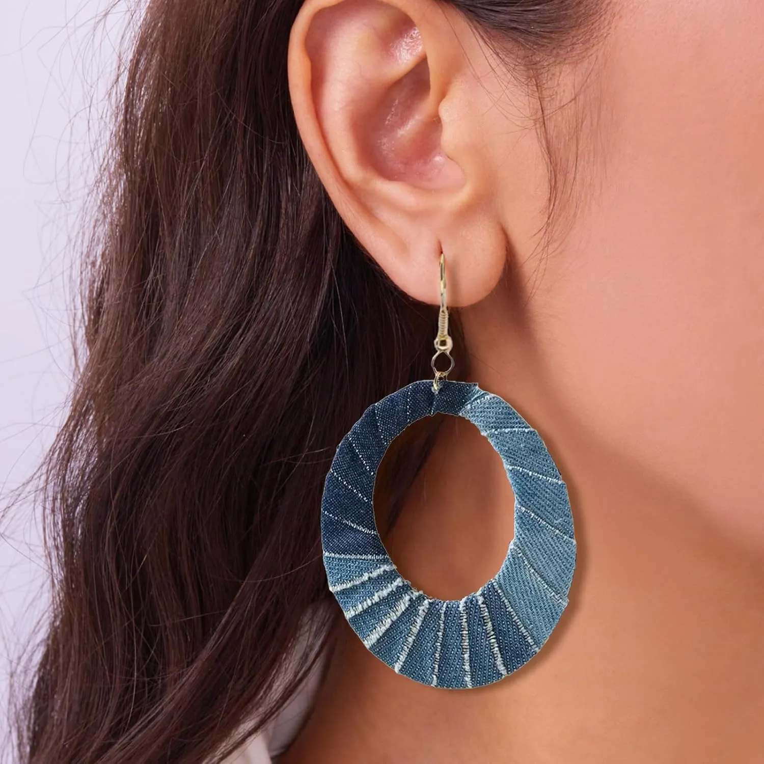 Denim Flower Earrings for Women Blue Floral Dangle Jewelry Accessories Boho Jewelry Gifts