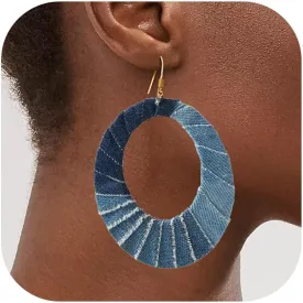 Denim Flower Earrings for Women Blue Floral Dangle Jewelry Accessories Boho Jewelry Gifts