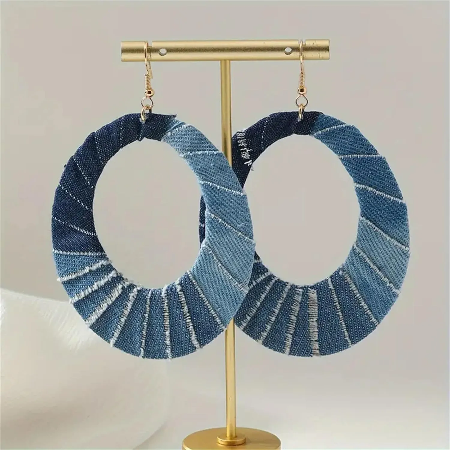 Denim Flower Earrings for Women Blue Floral Dangle Jewelry Accessories Boho Jewelry Gifts