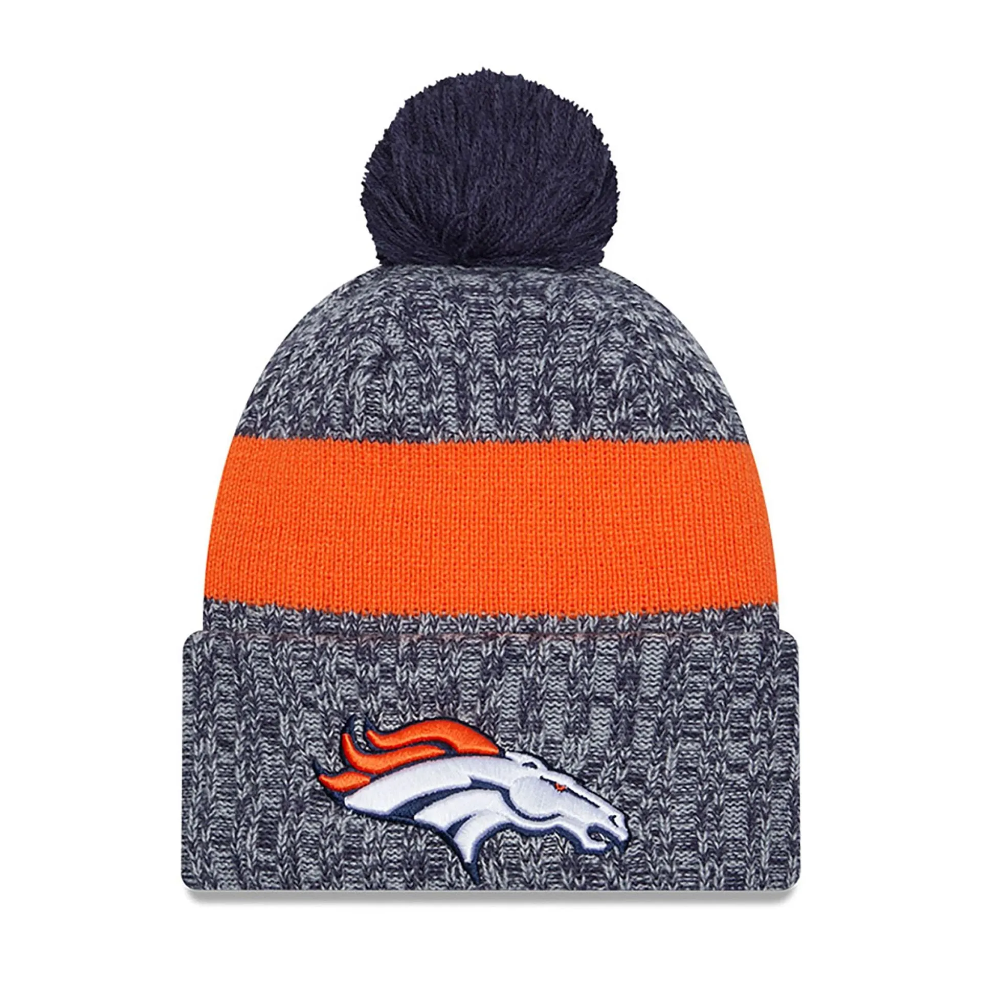 Denver Broncos NFL Sideline 2023 Navy Bobble Knit Hat