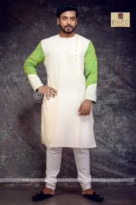 Designer Pure Cotton Side open Kurta for Men