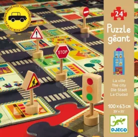 Djeco - Puzzle Giant City Road 24pc Giant Pop To Play